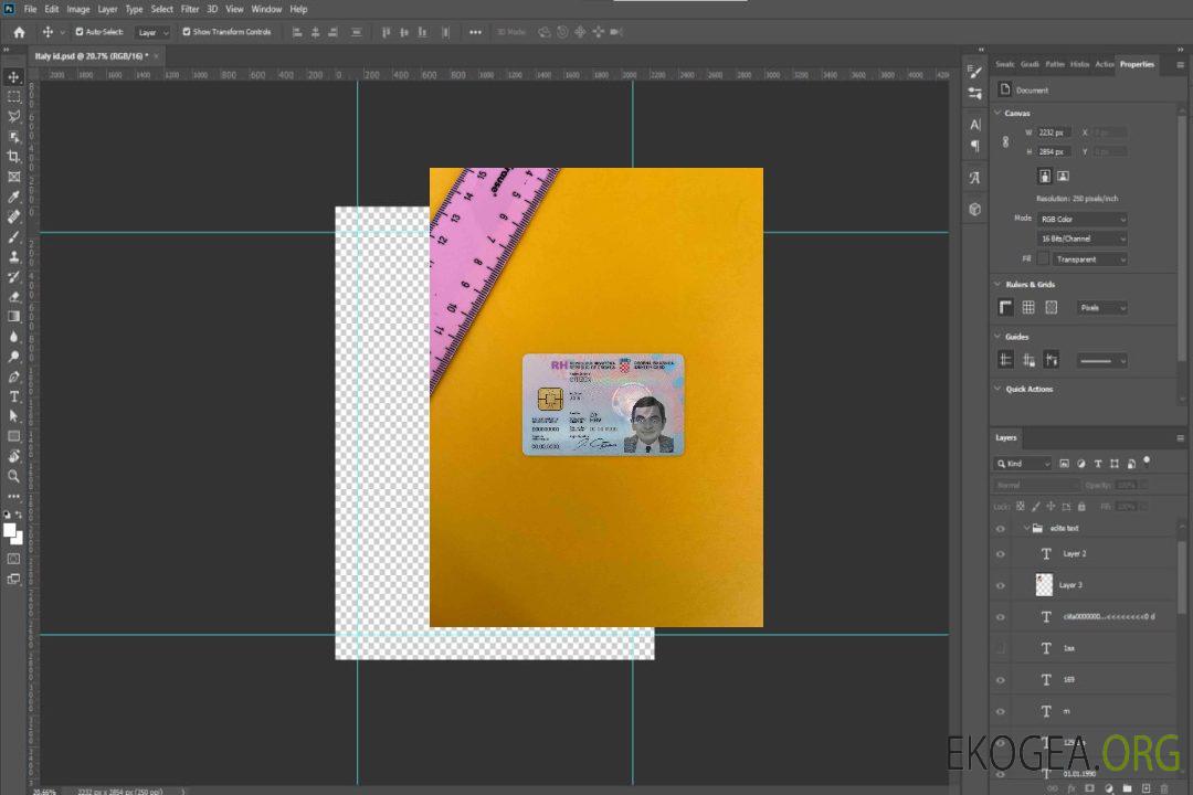 Photolook d'identité de Croatie AVANT template Photolook d'identité de Croatie AVANT template